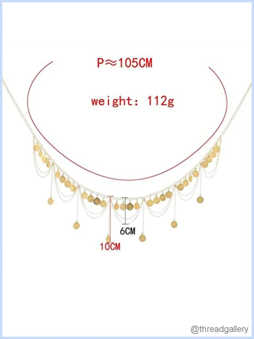 Caiyao Gold Silver Coin Pendant Waist Chain Tassel Layered Belt